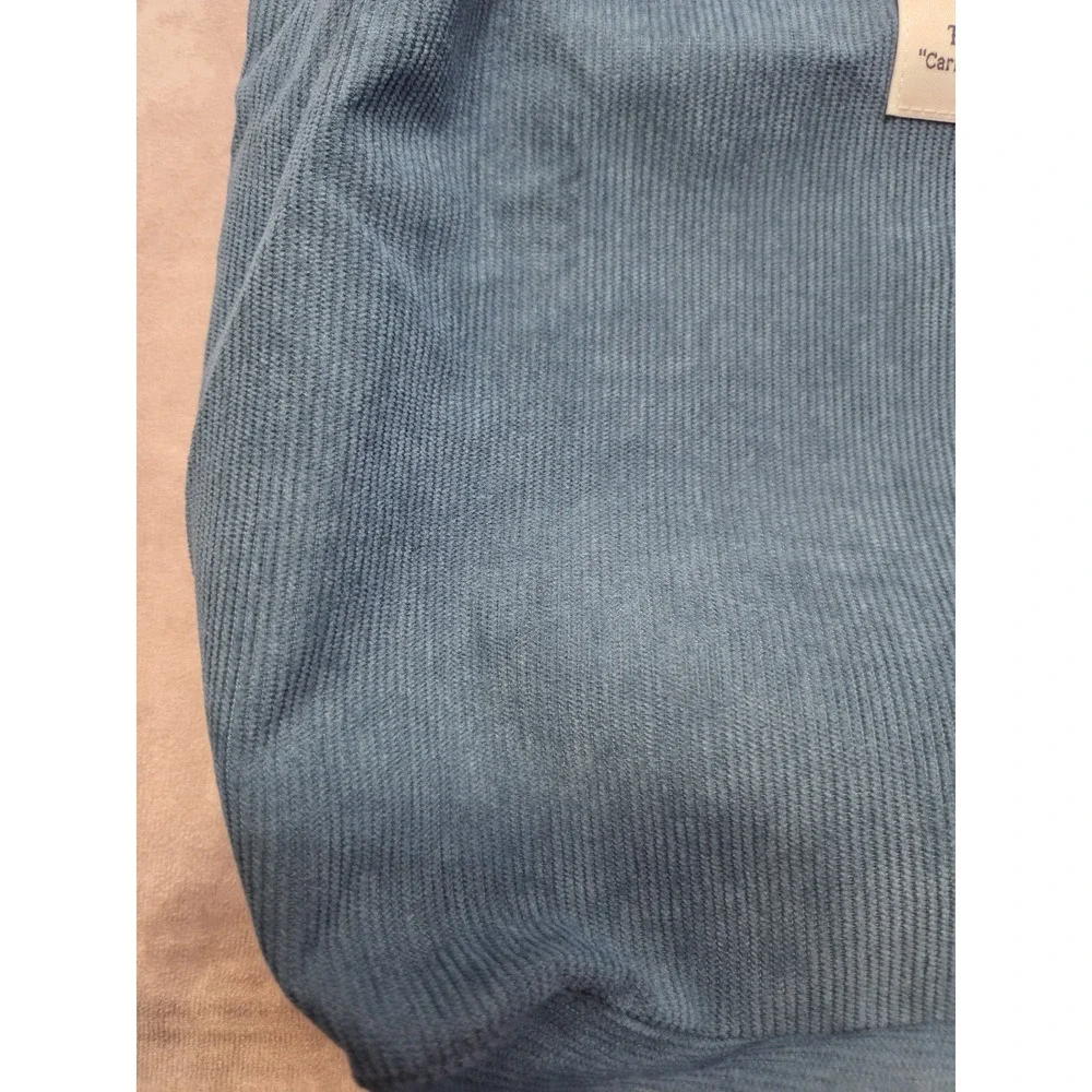 Corduroy Tote Bag Ribbed Teal 100% Cotton Eco Reusable Purse Women's 14in x 13in